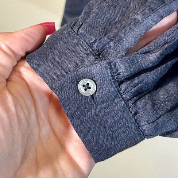 NWOT Sea of New York Mock Neck Pleated Lightweight Balloon Sleeve Peasant Top S - Picture 2 of 9